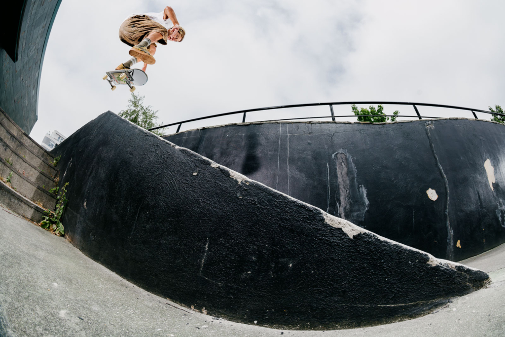 Simon Bannerot, kickflip frontside 50-50, Bilbao. Ph. Sam Ashley