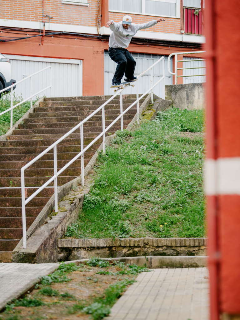 Harry Lintell, frontside 50-50, Bilbao.  Ph. Sam Ashley